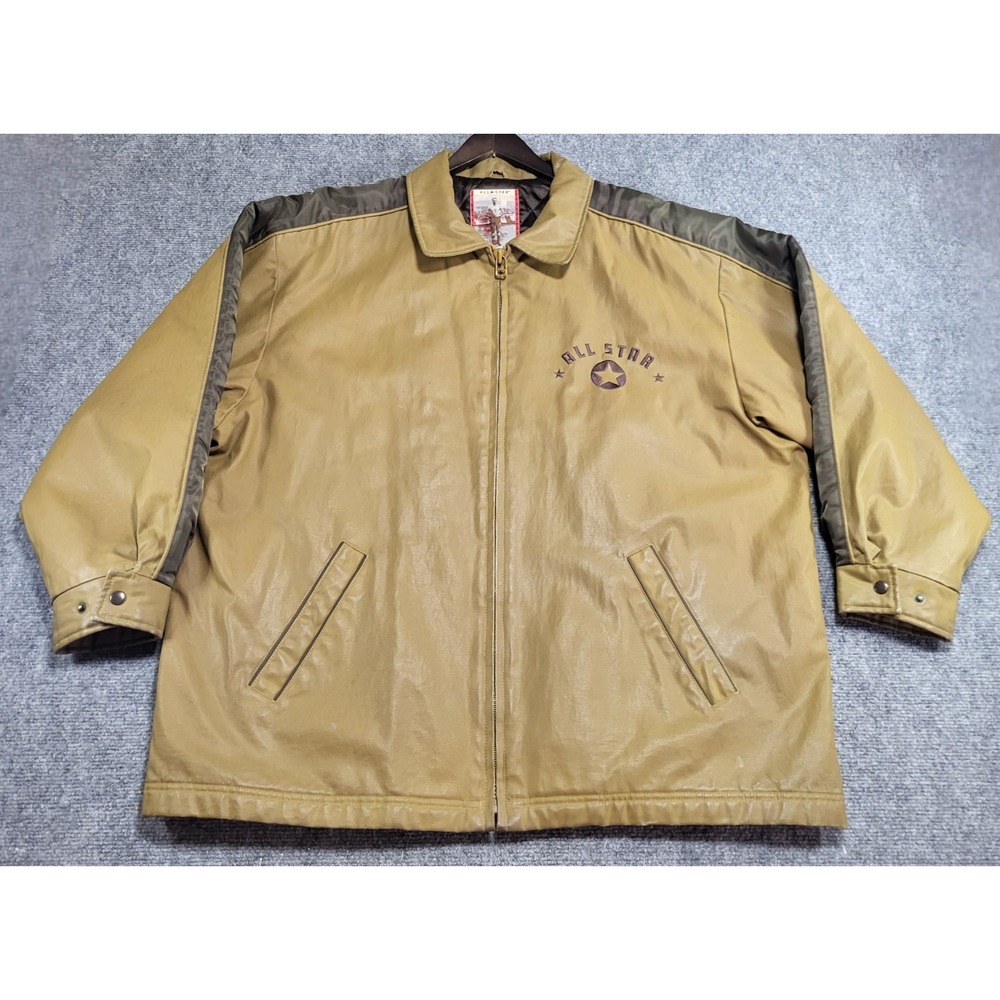 Vtg Y2K Converse All-Star Brown Embroidered Bomber Jacket Men's Size X-Large